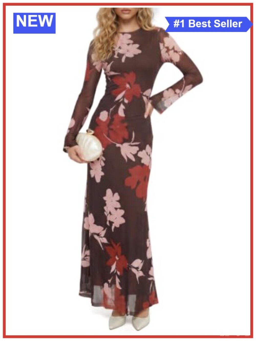 Womens Long Sleeve Maxi Dress Bodycon Wedding Guest Cocktail Formal